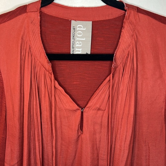 Dolan Left Coast Collection 3/4 Sleeve Red/Rust Color Top Blouse V-Neck Two-Tone - Picture 4 of 9